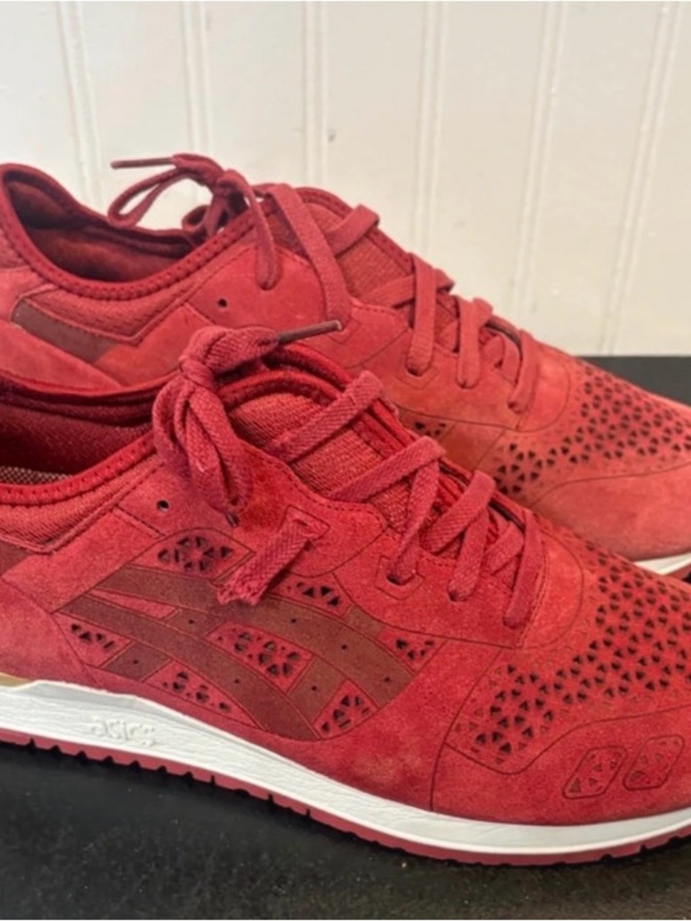 asics gel-lyte iii evo laser cut burgundy sneakers men's size 13
